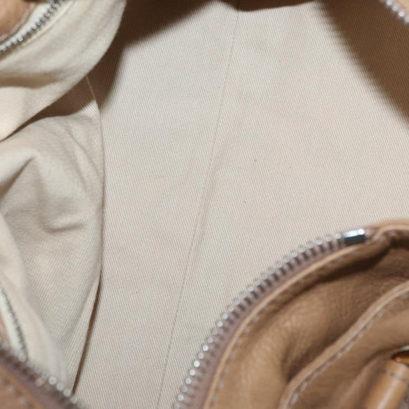 Chloe Paddington Hand Bag Leather Beige Gold Silver Auth am10046V