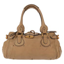 Chloe Paddington Hand Bag Leather Beige Gold Silver Auth am10046V-2