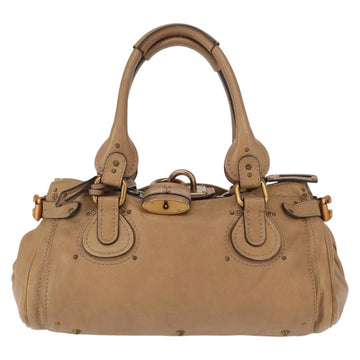 Chloe Paddington Hand Bag Leather Beige Gold Silver Auth am10046V - 0