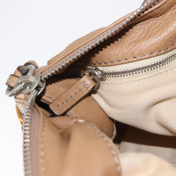 Chloe Paddington Hand Bag Leather Beige Gold Silver Auth am10046V