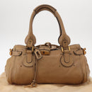 Chloe Paddington Hand Bag Leather Beige Gold Silver Auth am10046V-27