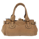 Chloe Paddington Hand Bag Leather Beige Gold Silver Auth am10046V-3