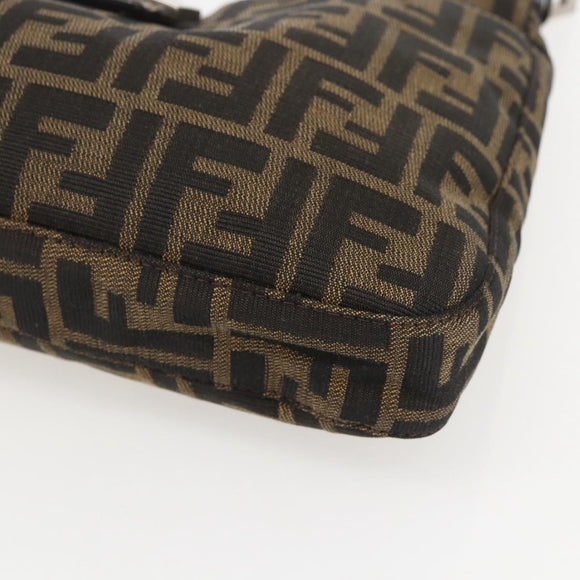 FENDI Zucca Canvas Mamma Baguette Shoulder Bag Black Brown Auth am10048V