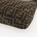FENDI Zucca Canvas Mamma Baguette Shoulder Bag Black Brown Auth am10048V-15