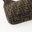 FENDI Zucca Canvas Mamma Baguette Shoulder Bag Black Brown Auth am10048V-16