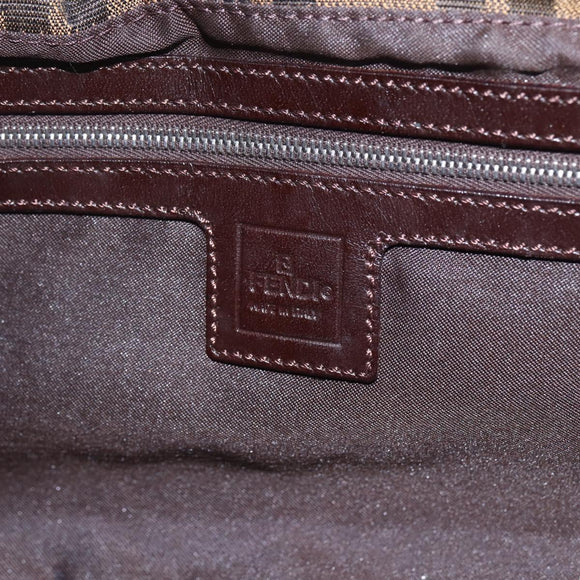 FENDI Zucca Canvas Mamma Baguette Shoulder Bag Black Brown Auth am10048V