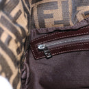 FENDI Zucca Canvas Mamma Baguette Shoulder Bag Black Brown Auth am10048V-18