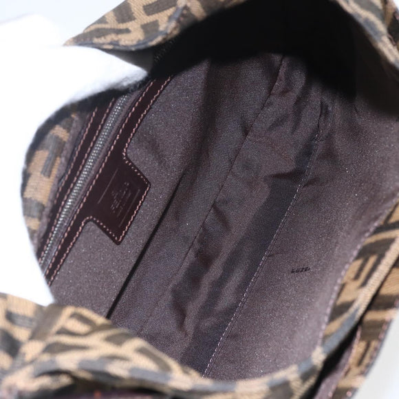 FENDI Zucca Canvas Mamma Baguette Shoulder Bag Black Brown Auth am10048V