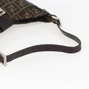 FENDI Zucca Canvas Mamma Baguette Shoulder Bag Black Brown Auth am10048V-7