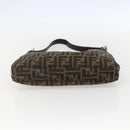 FENDI Zucca Canvas Mamma Baguette Shoulder Bag Black Brown Auth am10048V-5