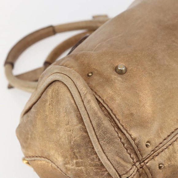 Chloe Paddington Hand Bag Leather Gold Auth am10050V