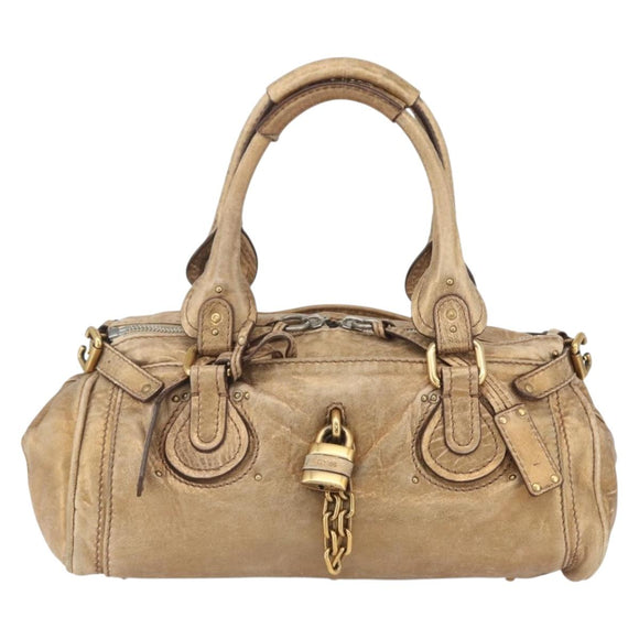 Chloe Paddington Hand Bag Leather Gold Auth am10050V