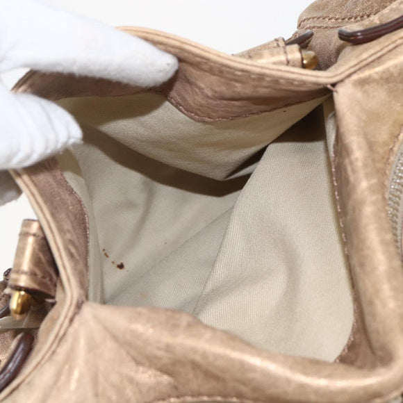 Chloe Paddington Hand Bag Leather Gold Auth am10050V