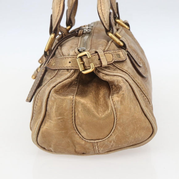 Chloe Paddington Hand Bag Leather Gold Auth am10050V