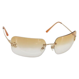 CHANEL Sunglasses metal Gold Tone CC Auth am10051V