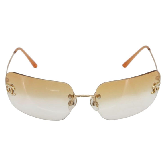 CHANEL Sunglasses metal Gold Tone CC Auth am10051V