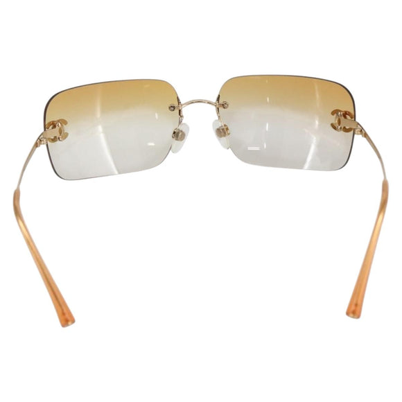 CHANEL Sunglasses metal Gold Tone CC Auth am10051V