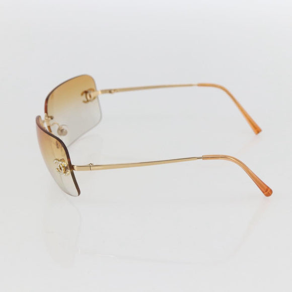 CHANEL Sunglasses metal Gold Tone CC Auth am10051V