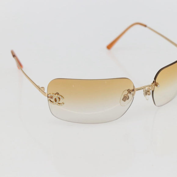 CHANEL Sunglasses metal Gold Tone CC Auth am10051V