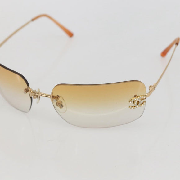 CHANEL Sunglasses metal Gold Tone CC Auth am10051V