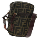 FENDI Zucca Canvas Shoulder Bag Black Brown Auth am10053-1
