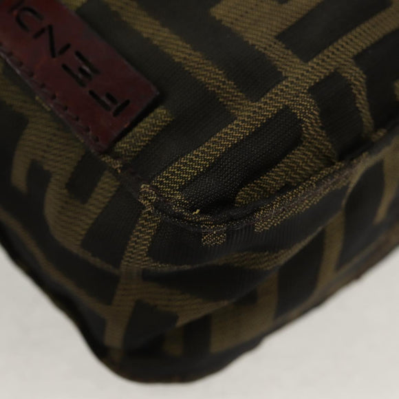 FENDI Zucca Canvas Shoulder Bag Black Brown Auth am10053