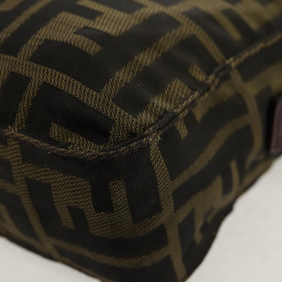 FENDI Zucca Canvas Shoulder Bag Black Brown Auth am10053