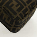 FENDI Zucca Canvas Shoulder Bag Black Brown Auth am10053-17