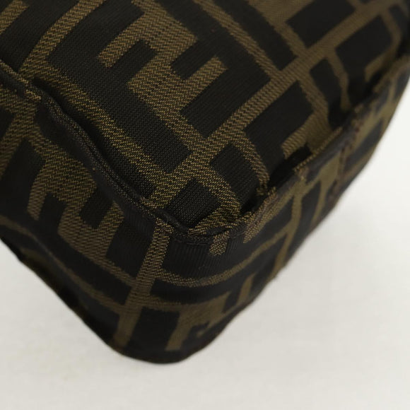 FENDI Zucca Canvas Shoulder Bag Black Brown Auth am10053