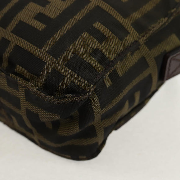 FENDI Zucca Canvas Shoulder Bag Black Brown Auth am10053