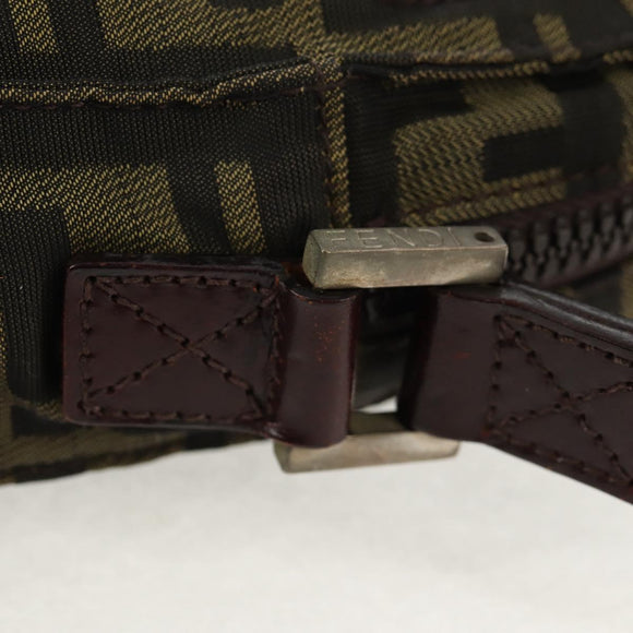 FENDI Zucca Canvas Shoulder Bag Black Brown Auth am10053