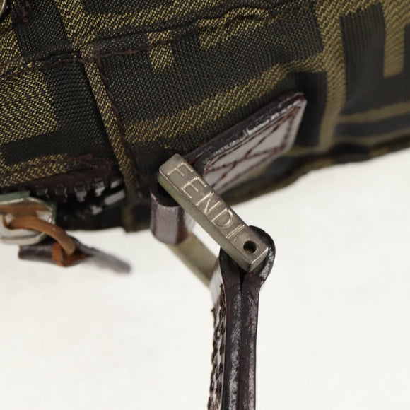 FENDI Zucca Canvas Shoulder Bag Black Brown Auth am10053