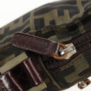 FENDI Zucca Canvas Shoulder Bag Black Brown Auth am10053-10
