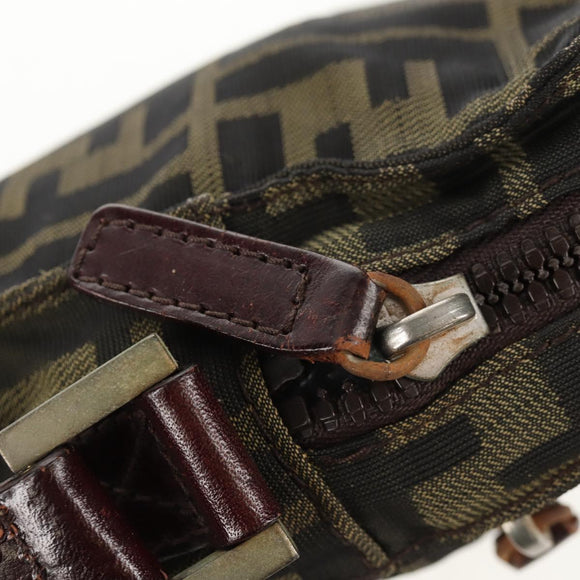FENDI Zucca Canvas Shoulder Bag Black Brown Auth am10053