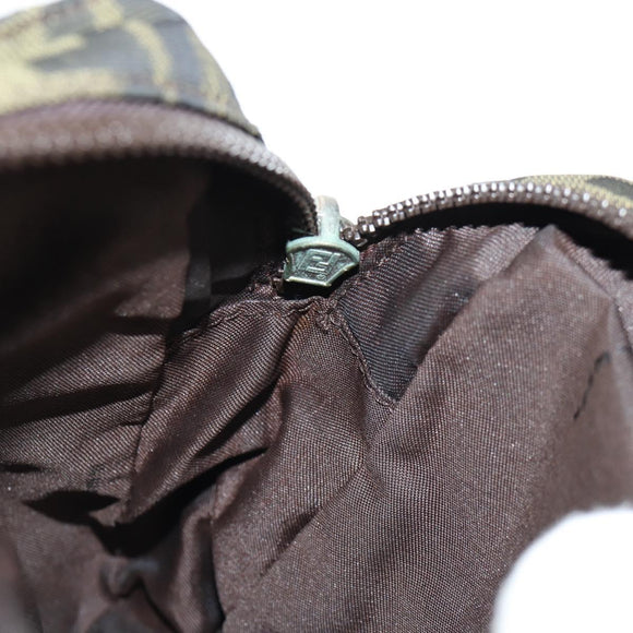 FENDI Zucca Canvas Shoulder Bag Black Brown Auth am10053