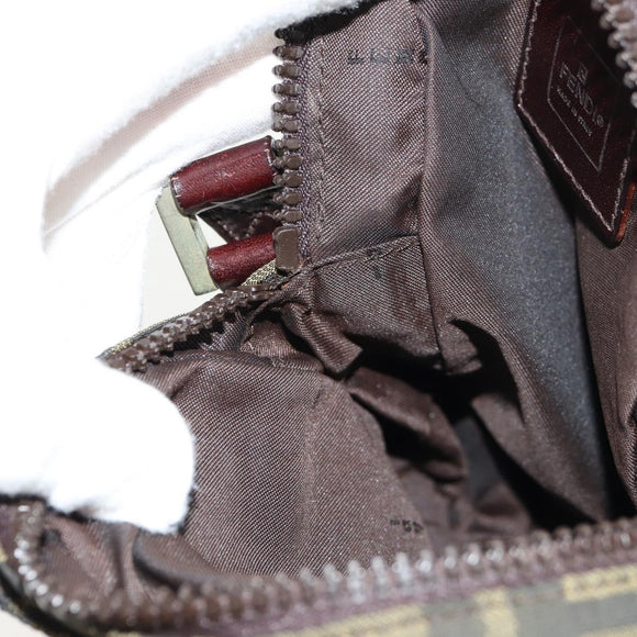 FENDI Zucca Canvas Shoulder Bag Black Brown Auth am10053