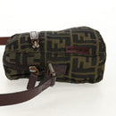 FENDI Zucca Canvas Shoulder Bag Black Brown Auth am10053-3