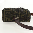 FENDI Zucca Canvas Shoulder Bag Black Brown Auth am10053-4