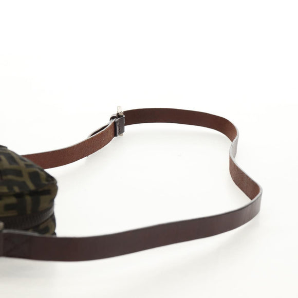 FENDI Zucca Canvas Shoulder Bag Black Brown Auth am10053