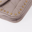 Miu Miu Studs Turn Lock Shoulder Bag Leather Purple Gold Auth am10057V-14