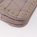 Miu Miu Studs Turn Lock Shoulder Bag Leather Purple Gold Auth am10057V-16