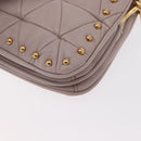 Miu Miu Studs Turn Lock Shoulder Bag Leather Purple Gold Auth am10057V-17