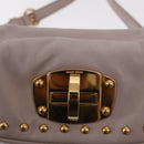 Miu Miu Studs Turn Lock Shoulder Bag Leather Purple Gold Auth am10057V-19