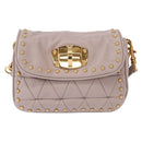 Miu Miu Studs Turn Lock Shoulder Bag Leather Purple Gold Auth am10057V-13