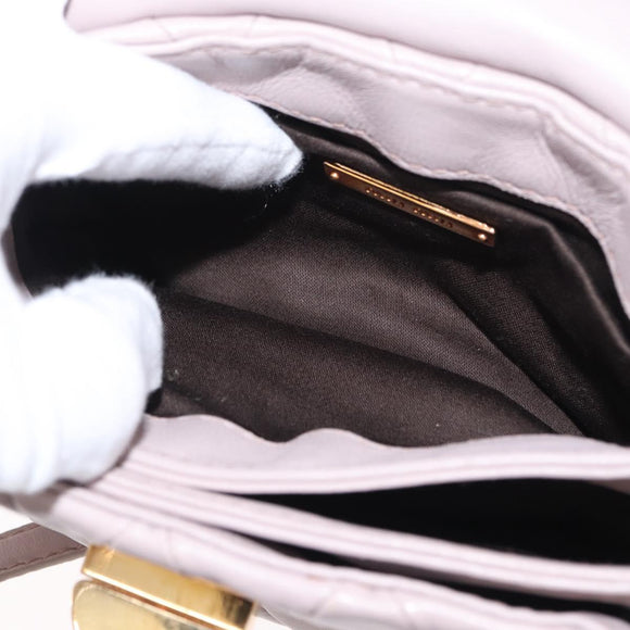 Miu Miu Studs Turn Lock Shoulder Bag Leather Purple Gold Auth am10057V