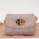 Miu Miu Studs Turn Lock Shoulder Bag Leather Purple Gold Auth am10057V-12