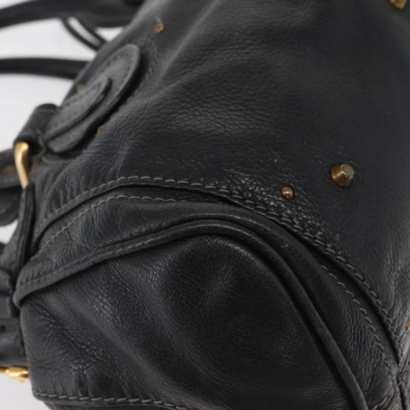 Chloe Paddington Hand Bag Leather Black Gold Silver Auth am10059