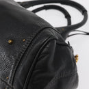 Chloe Paddington Hand Bag Leather Black Gold Silver Auth am10059-11