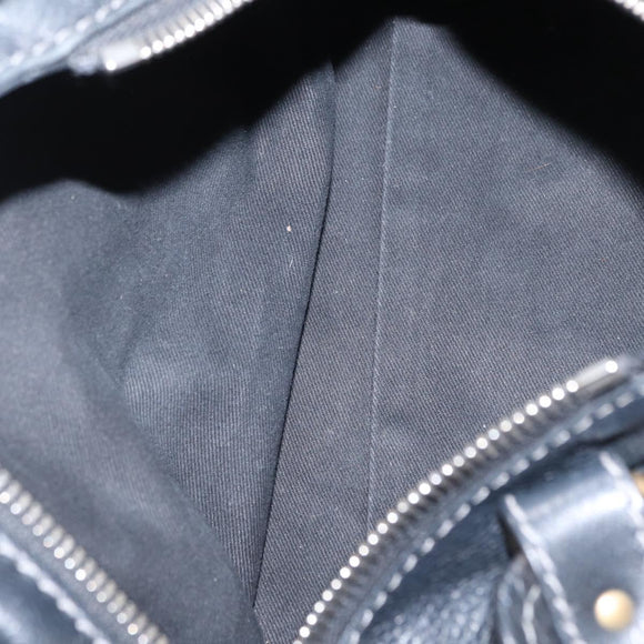 Chloe Paddington Hand Bag Leather Black Gold Silver Auth am10059