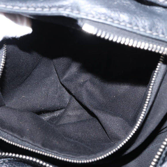 Chloe Paddington Hand Bag Leather Black Gold Silver Auth am10059